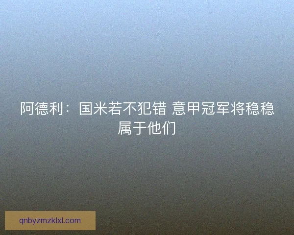 阿德利:国米若不犯错 意甲冠军将稳稳属于他们 阿德利:国米若不犯错 意甲冠军将稳稳属于他们