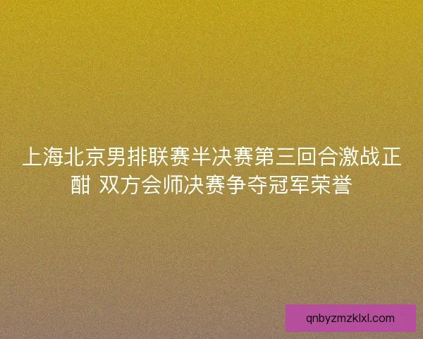 上海北京男排联赛半决赛第三回合激战正酣 双方会师决赛争夺冠军荣誉 上海北京男排联赛半决赛第三回合激战正酣 双方会师决赛争夺冠军荣誉