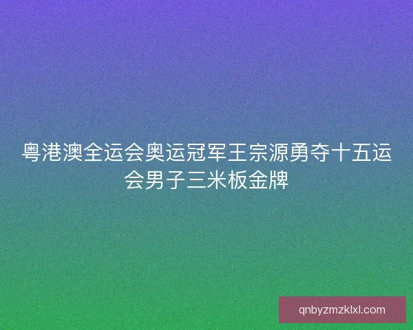 粤港澳全运会奥运冠军王宗源勇夺十五运会男子三米板金牌